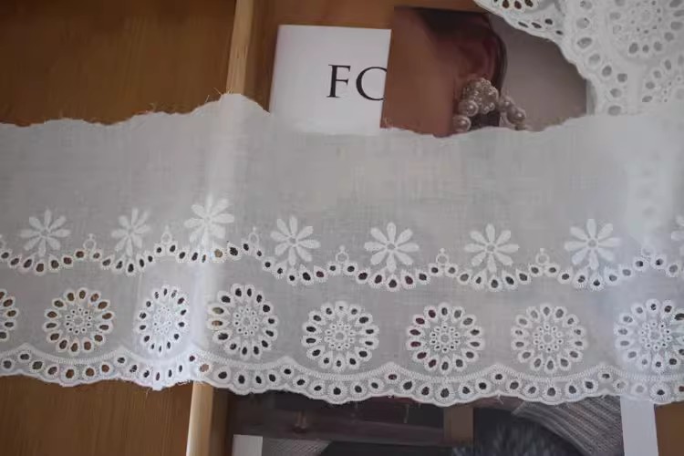 Cotton Eyelet Lace Width 11-16 cm EF0004-Lace Fabric Shop