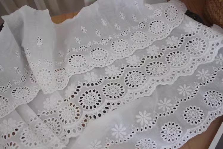 Cotton Eyelet Lace Width 11-16 cm EF0004-Lace Fabric Shop