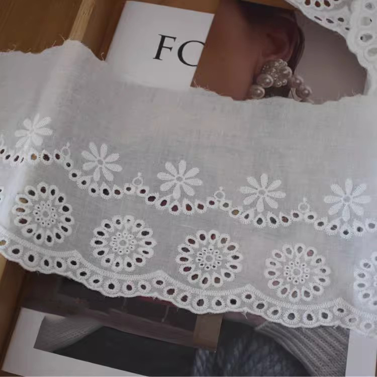 Cotton Eyelet Lace Width 11-16 cm EF0004-Lace Fabric Shop