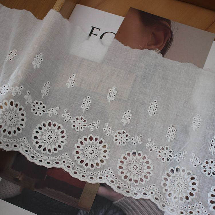 Cotton Eyelet Lace Width 11-16 cm EF0004-Lace Fabric Shop