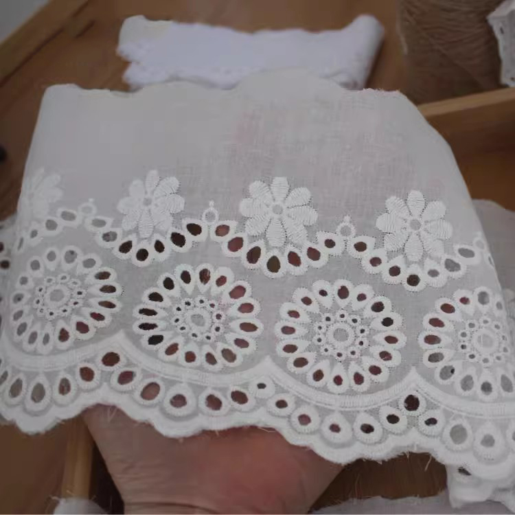 Cotton Eyelet Lace Width 11-16 cm EF0004-Lace Fabric Shop