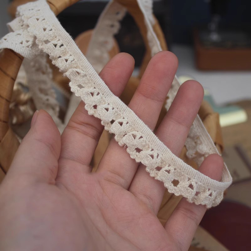Elastic Cotton Lace Neckline Fabric Width 1-2 cm EF0045-Lace Fabric Shop