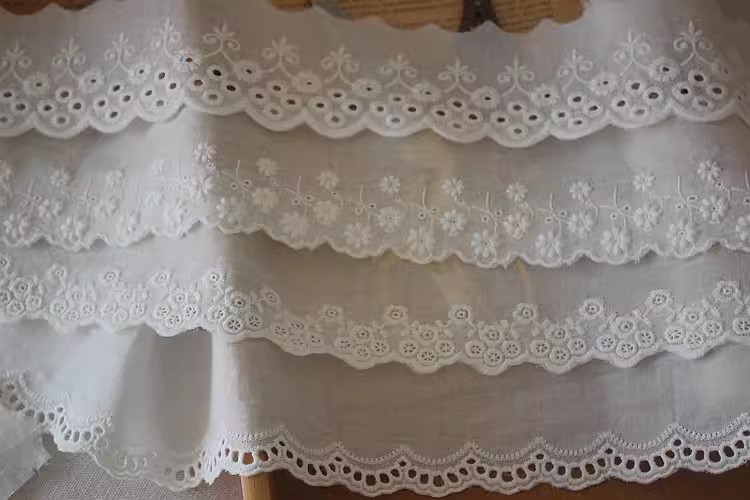 Cotton Fabric With Embroidery Width 7 cm EF0106