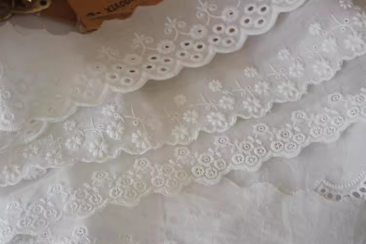 Cotton Fabric With Embroidery Width 7 cm EF0106