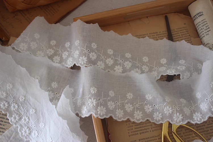 Cotton Fabric With Embroidery Width 7 cm EF0106