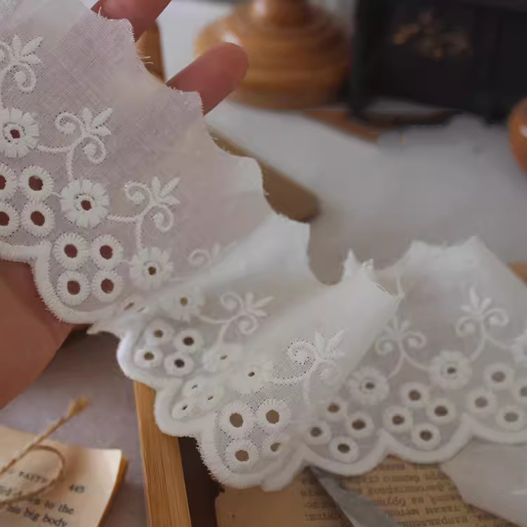 Cotton Fabric With Embroidery Width 7 cm EF0106