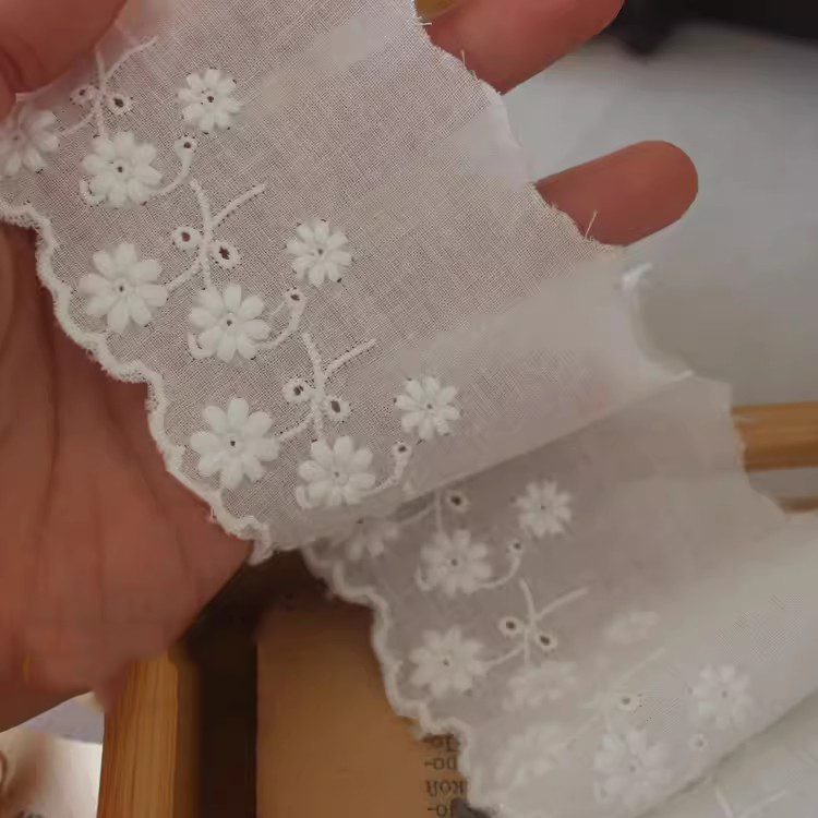 Cotton Fabric With Embroidery Width 7 cm EF0106