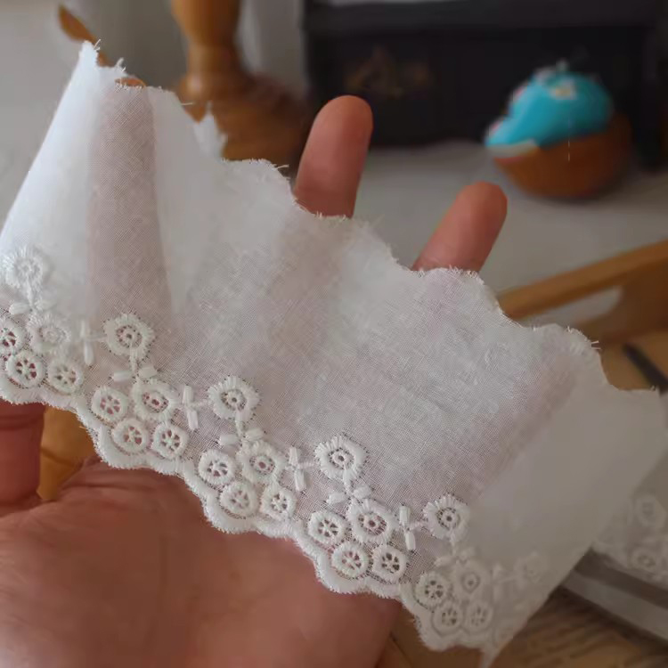 Cotton Fabric With Embroidery Width 7 cm EF0106