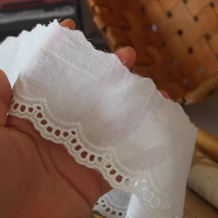 Cotton Fabric With Embroidery Width 7 cm EF0106