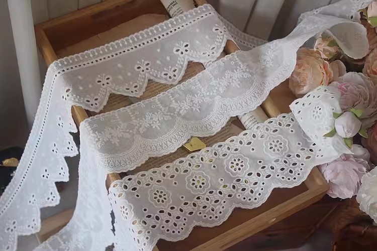 Cotton Lace Fabric With Embroidery Width 9 cm EF0112