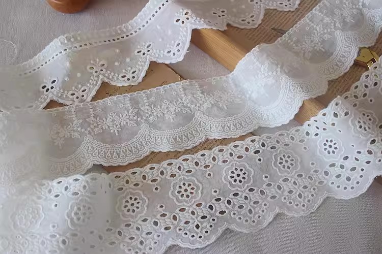 Cotton Lace Fabric With Embroidery Width 9 cm EF0112