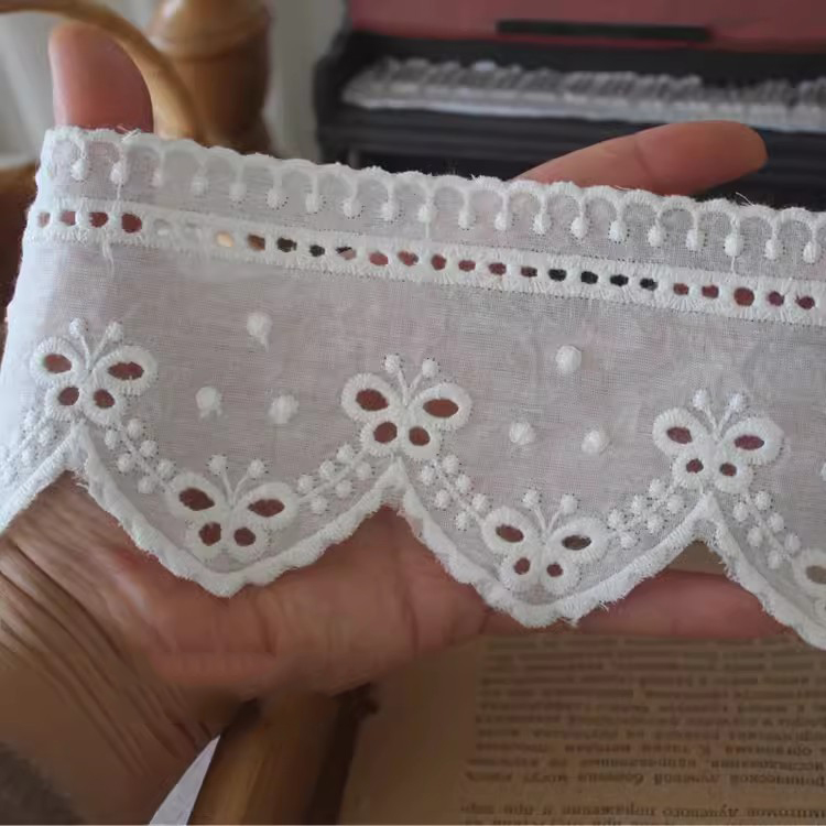 Cotton Lace Fabric With Embroidery Width 9 cm EF0112