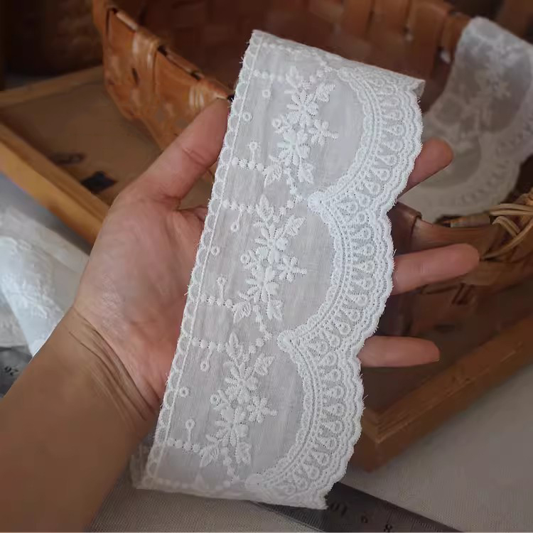 Cotton Lace Fabric With Embroidery Width 9 cm EF0112