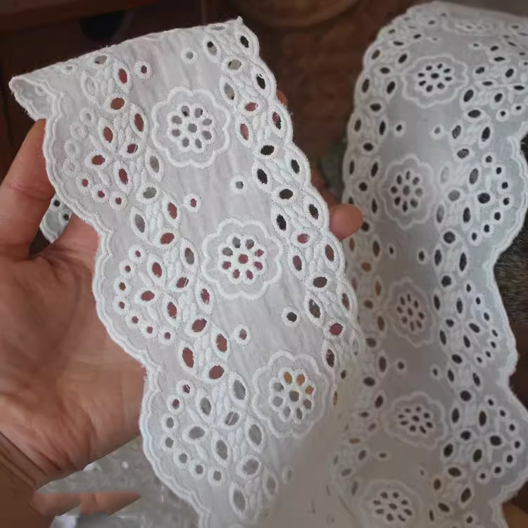 Cotton Lace Fabric With Embroidery Width 9 cm EF0112