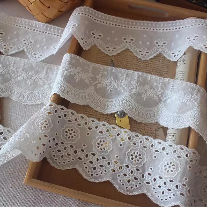Cotton Lace Fabric With Embroidery Width 9 cm EF0112