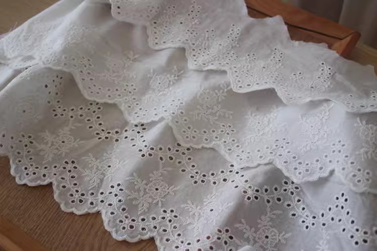Cotton Stitching Eyelet Fabric Width 14-26 cm EF0040-Lace Fabric Shop