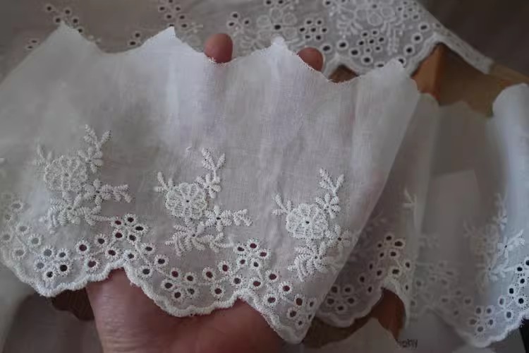 Cotton Stitching Eyelet Fabric Width 14-26 cm EF0040-Lace Fabric Shop