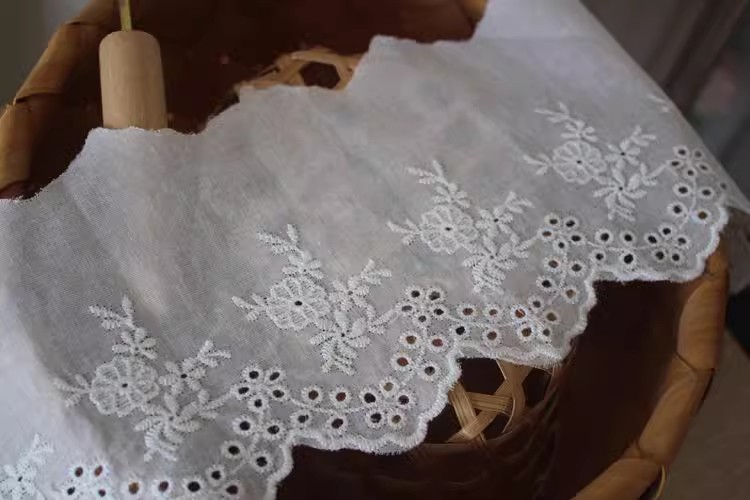 Cotton Stitching Eyelet Fabric Width 14-26 cm EF0040-Lace Fabric Shop