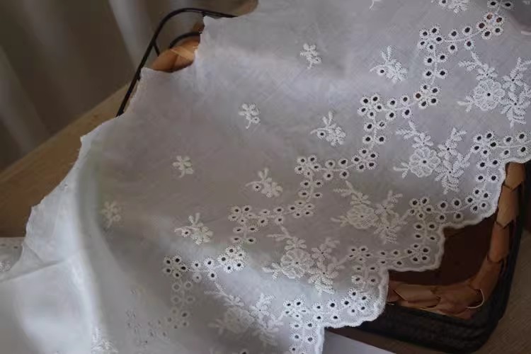 Cotton Stitching Eyelet Fabric Width 14-26 cm EF0040-Lace Fabric Shop
