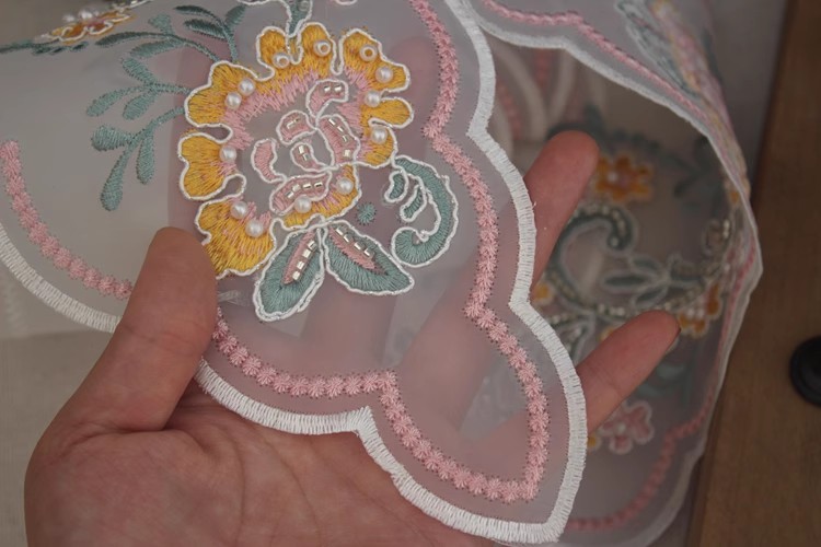 Daisy Embroidery Organza Lace Collar EF0073-Lace Fabric Shop