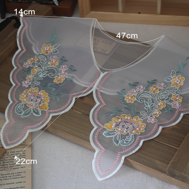 Daisy Embroidery Organza Lace Collar EF0073-Lace Fabric Shop