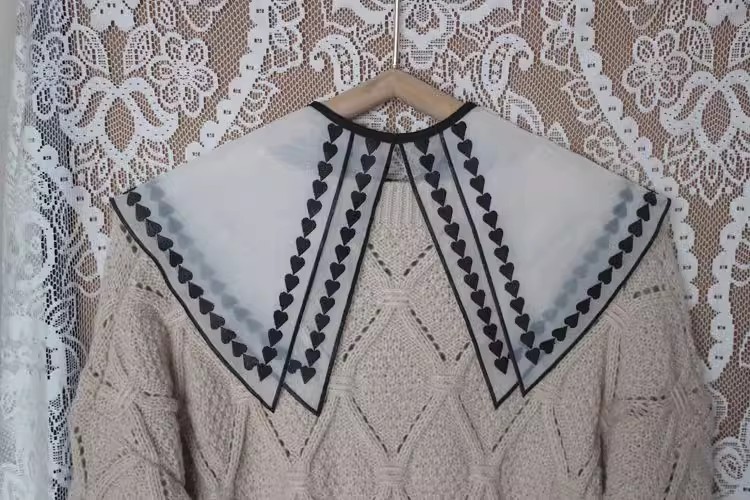 Double Layers Embroidery Organza Collar LC0004-Lace Fabric Shop