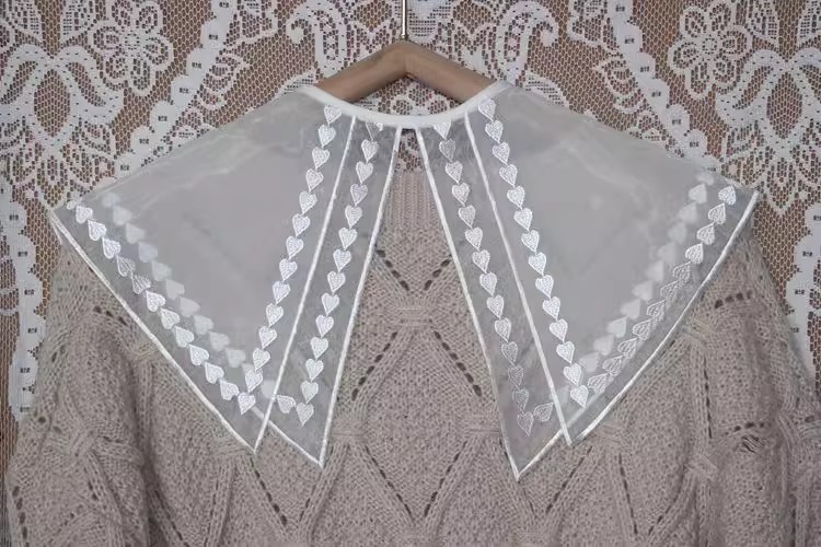Double Layers Embroidery Organza Collar LC0004-Lace Fabric Shop