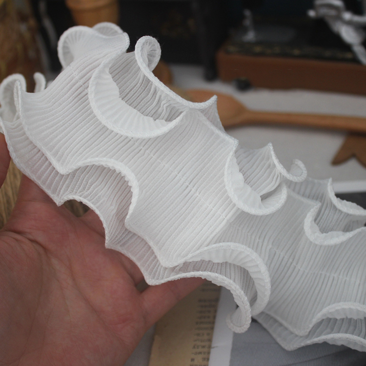 Double Tier Stretch Pleated Lace Trim 6-8 cm LT0426