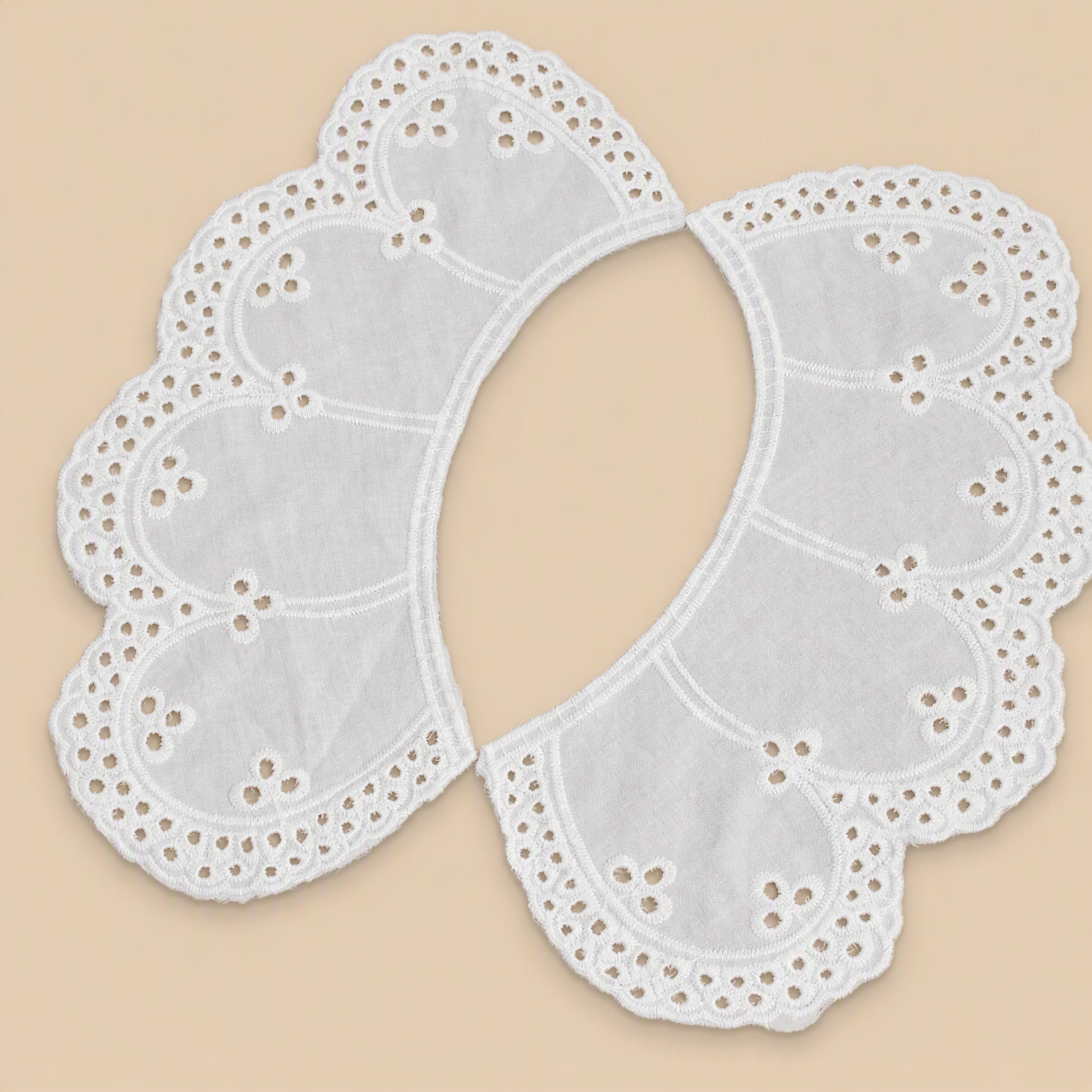 1 Pair Embroidered Cotton Lace Collar for Blouse Embellishment EF0034
