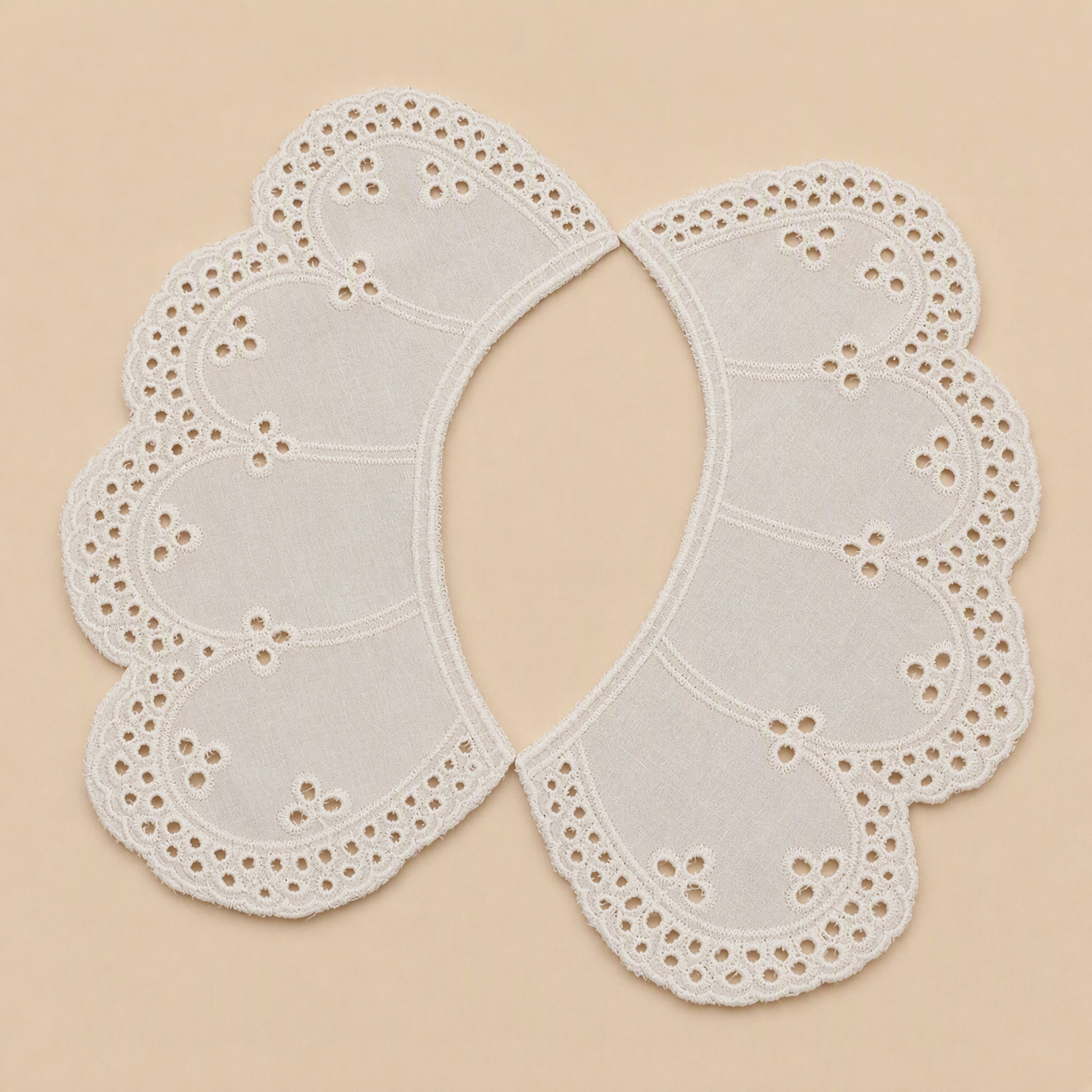 1 Pair Embroidered Cotton Lace Collar for Blouse Embellishment EF0034