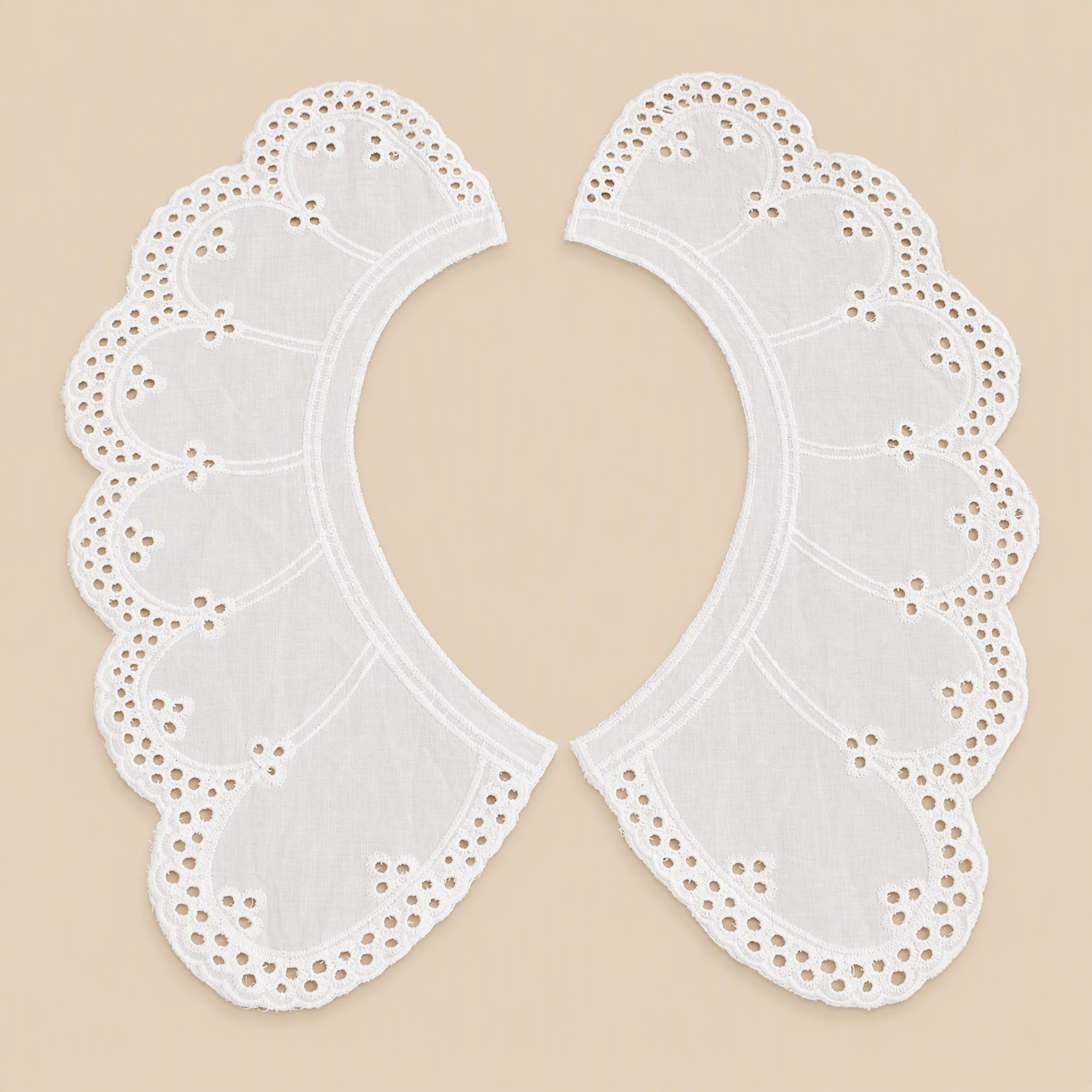1 Pair Embroidered Cotton Lace Collar for Blouse Embellishment EF0034