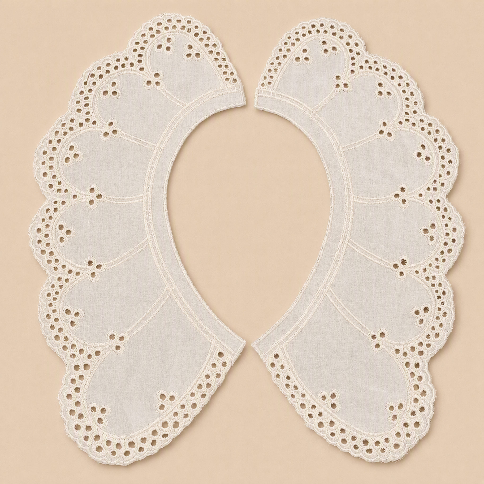 1 Pair Embroidered Cotton Lace Collar for Blouse Embellishment EF0034