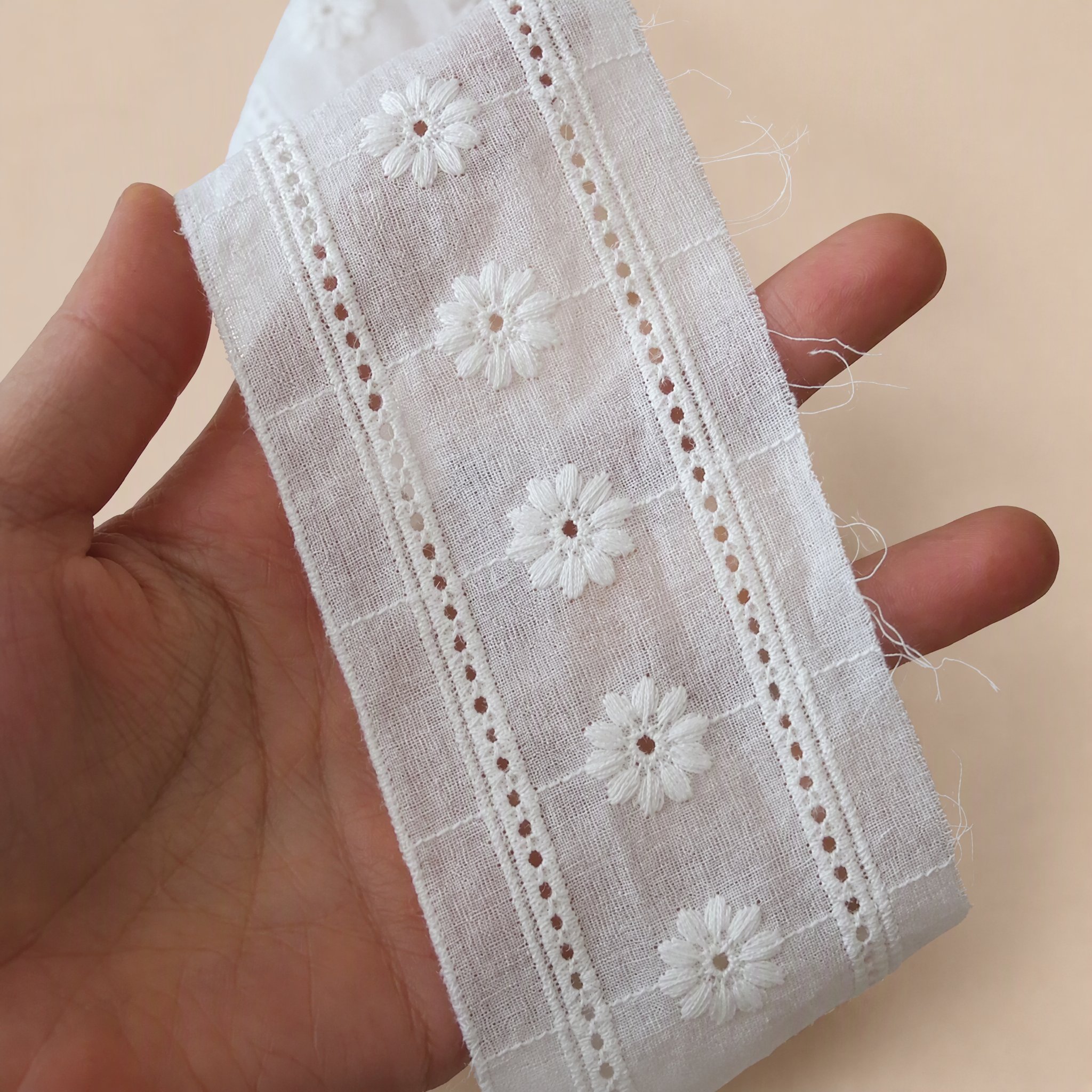 1 Meter Floral Eyelet Lace Trim for Blouse Panels Width 5-9 cm EF0042