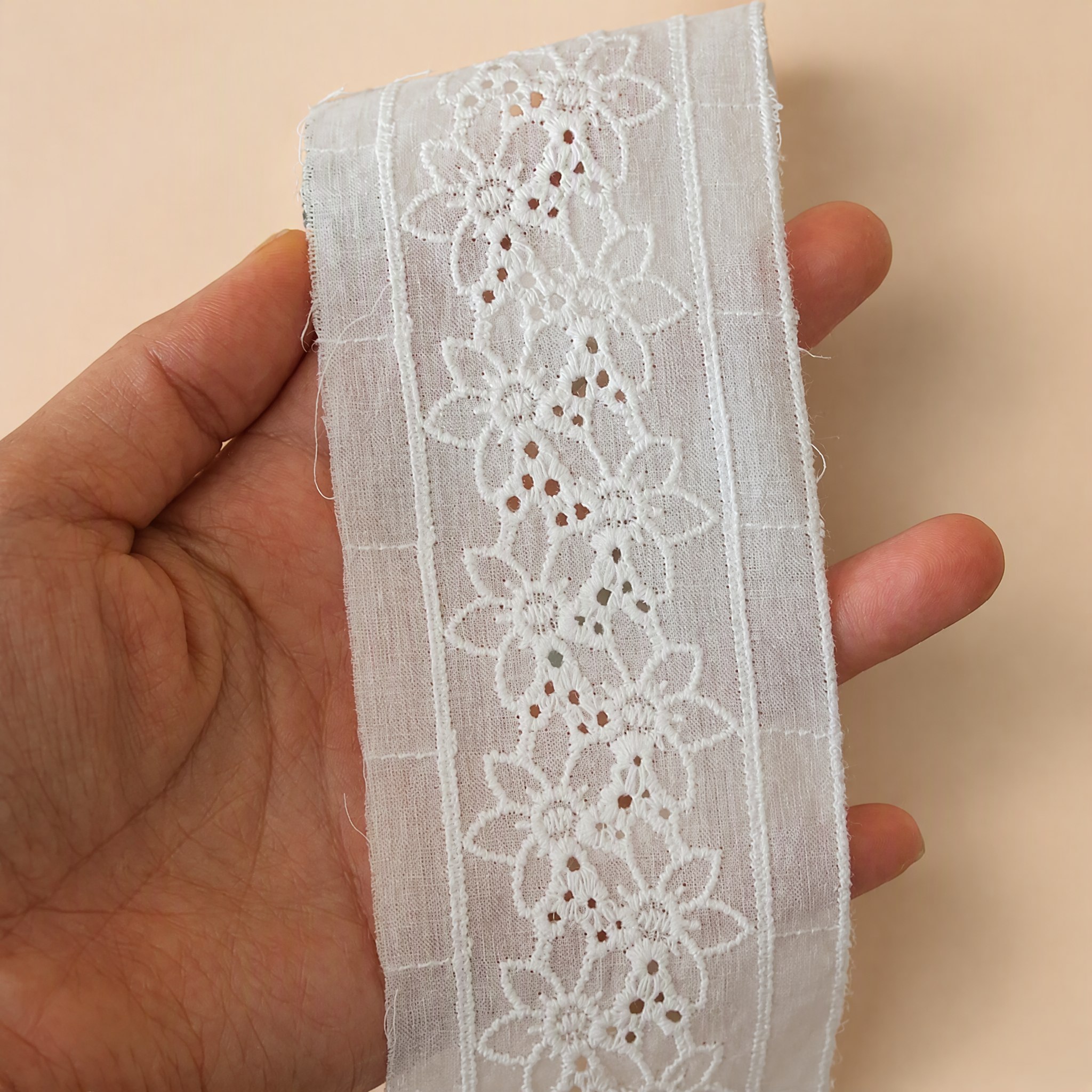 1 Meter Floral Eyelet Lace Trim for Blouse Panels Width 5-9 cm EF0042