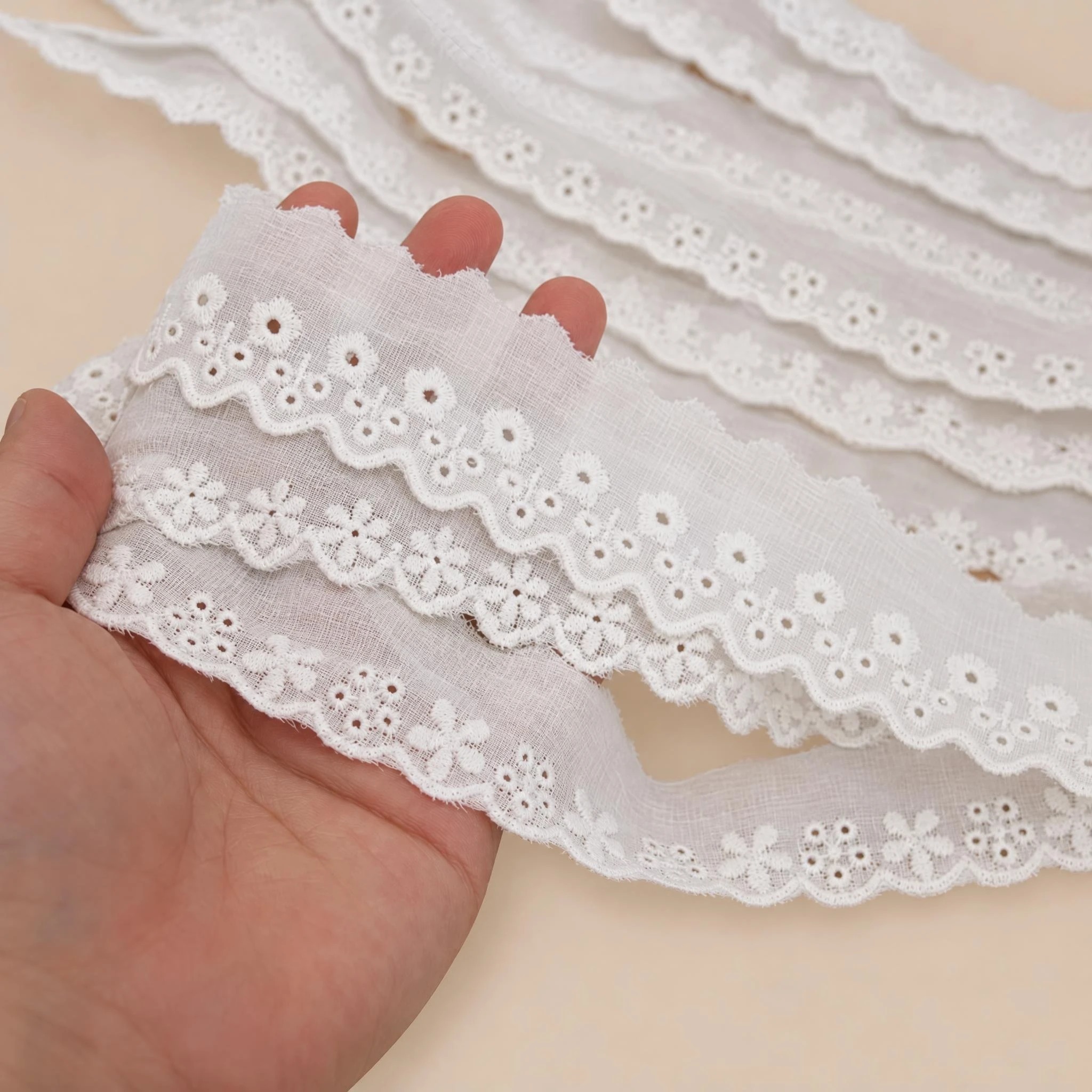 1 Meter Eyelet Floral Lace Trim for Blouse Edging Width 2-3 cm EF0078