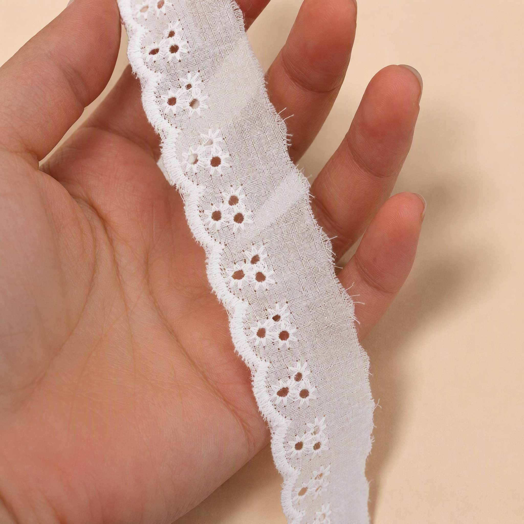1 Meter Eyelet Floral Lace Trim for Blouse Edging Width 2-3 cm EF0078