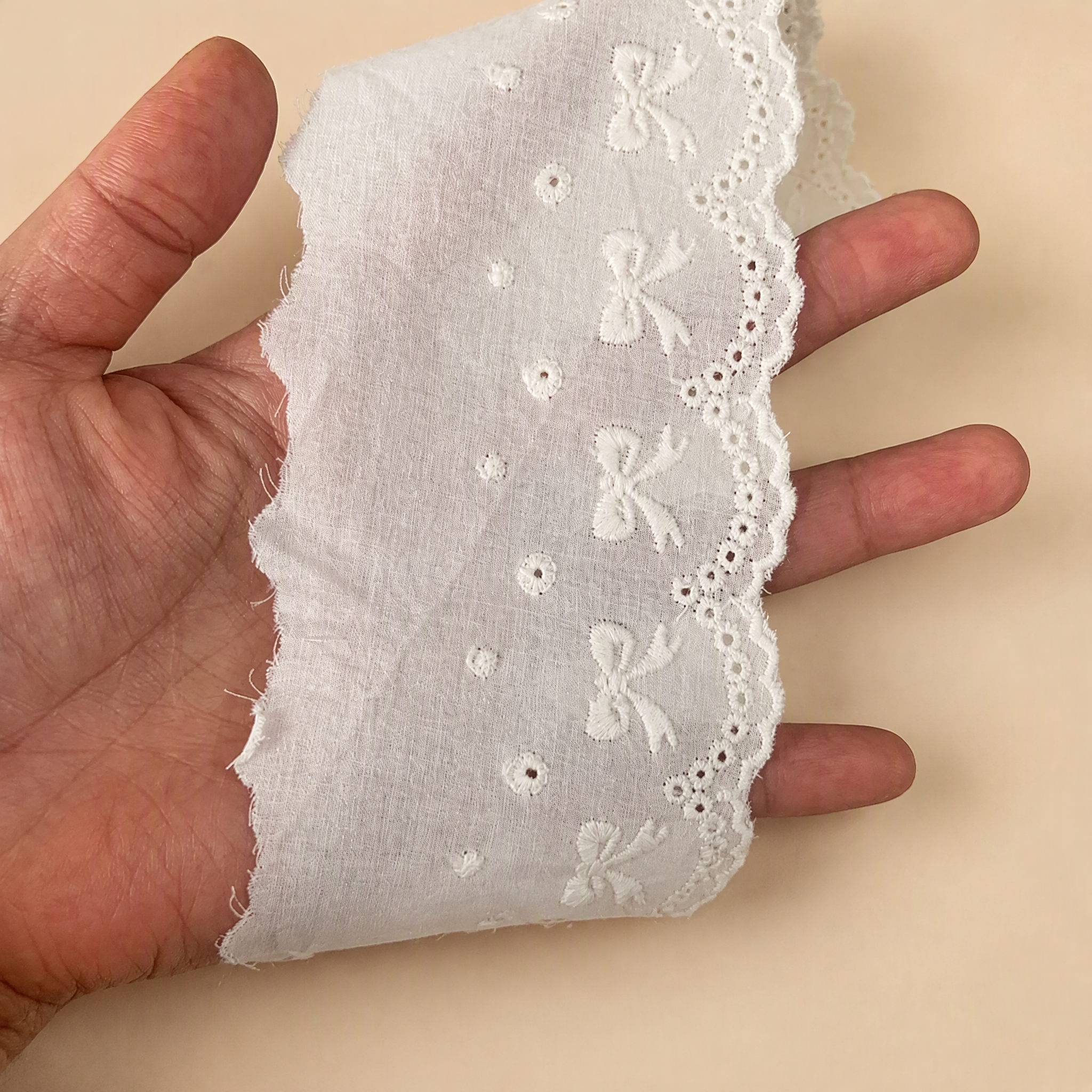 1 Meter Floral Eyelet Embroidered Lace Trim for Dress Hems Width 6-7 cm EF0080