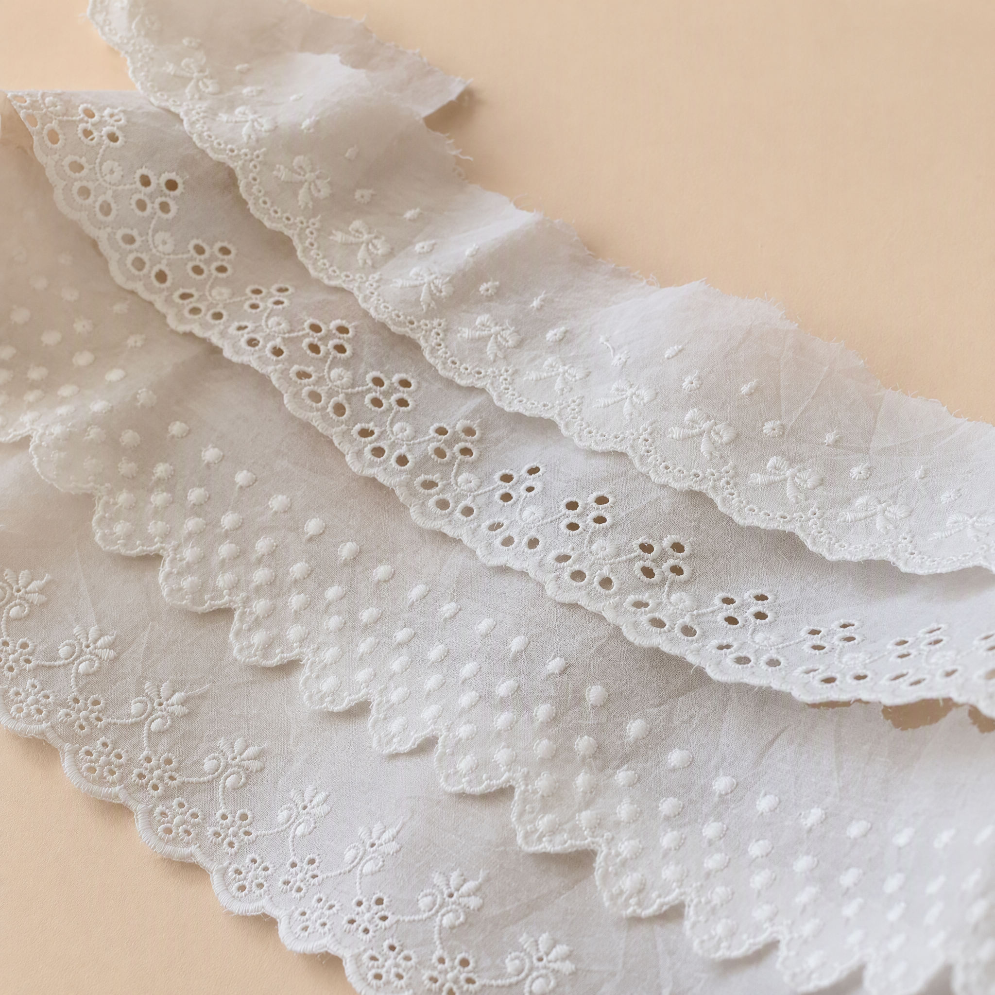 1 Meter Floral Eyelet Embroidered Lace Trim for Dress Hems Width 6-7 cm EF0080