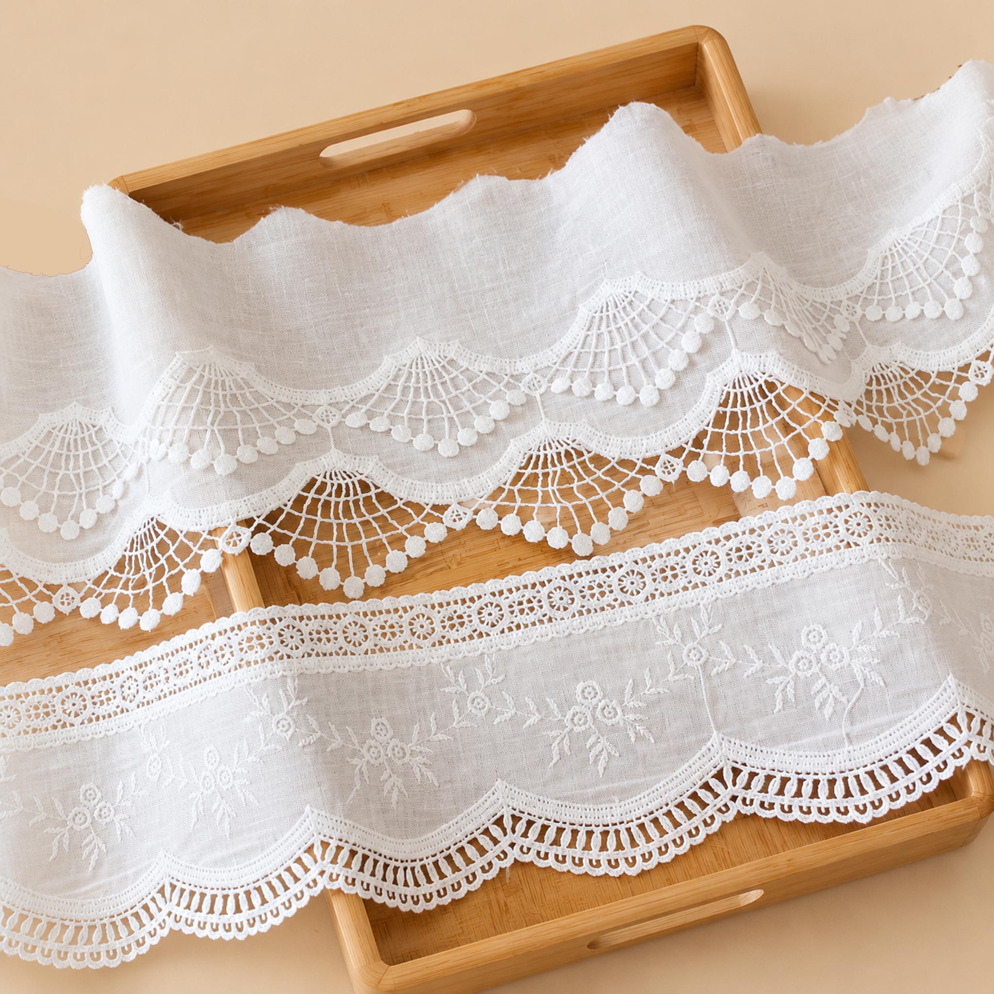 1 Meter White Floral Embroidered Lace Trim for Blouse Panels Width 11-18 cm EF0115