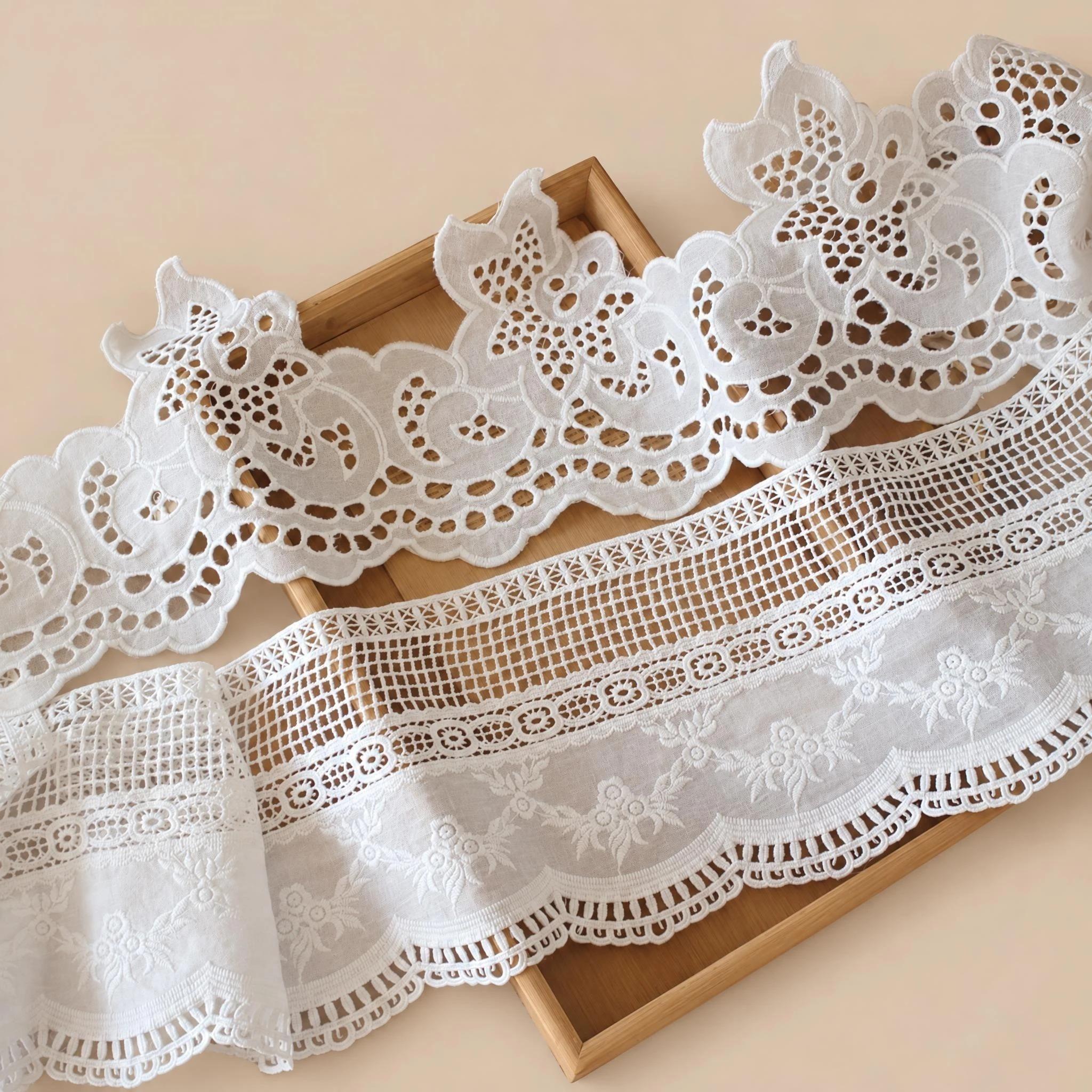 1 Meter Floral Embroidered Lace Trim for Dress Hems Width 16-17 cm EF0122