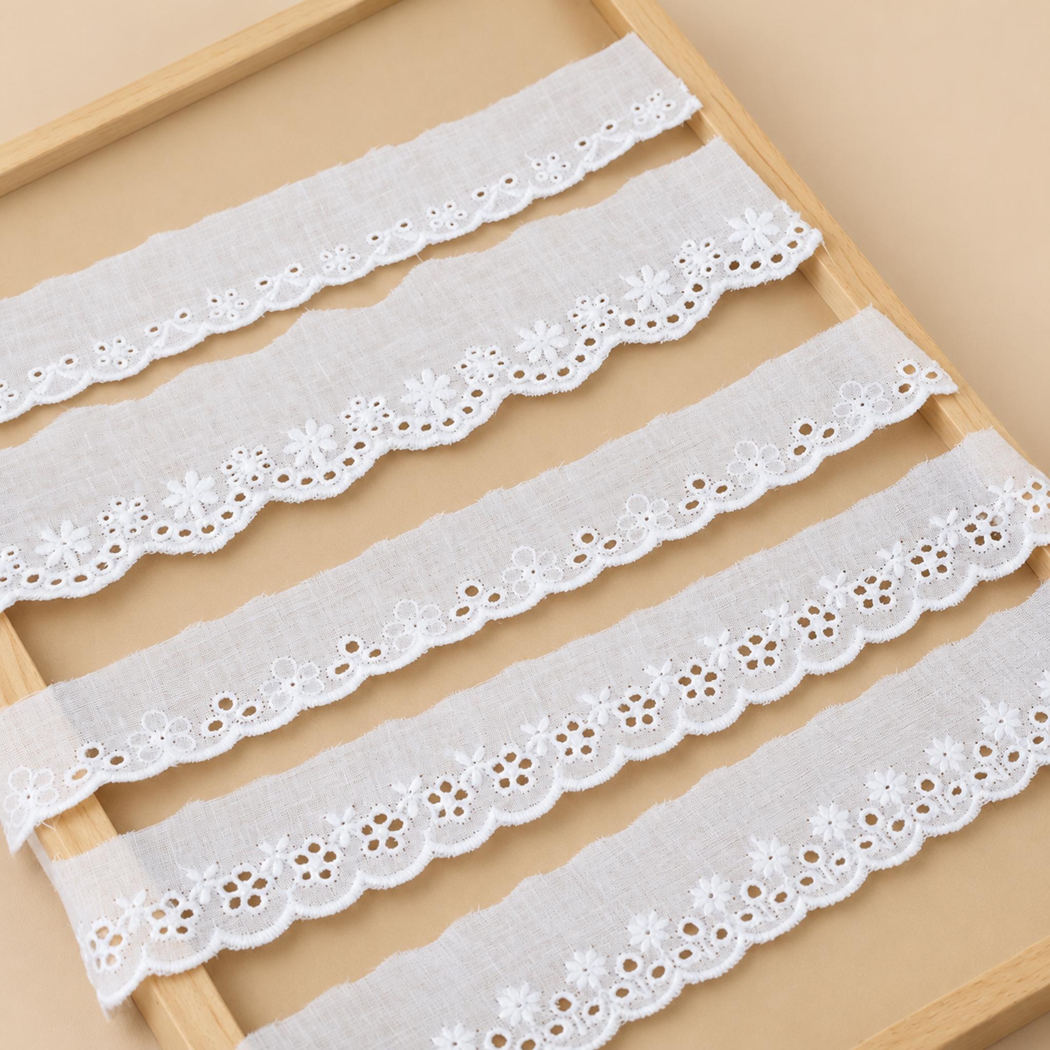 1 Meter Cotton Eyelet Lace Trim for Clothing Seams Width 2-4 cm EF0124