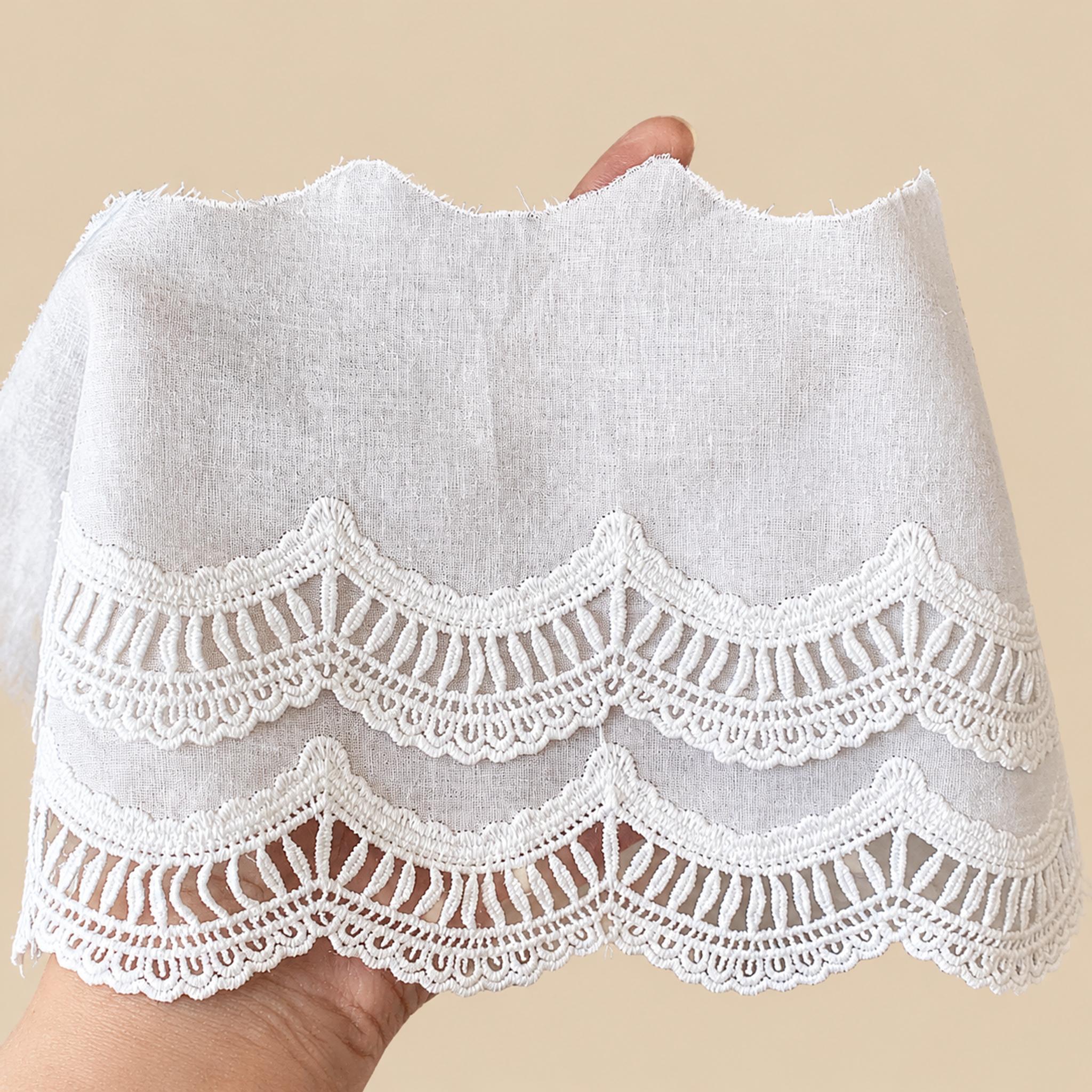 1 Meter Wide Cotton Eyelet Lace Trim for Dress Hems Width 11-13 cm EF0125