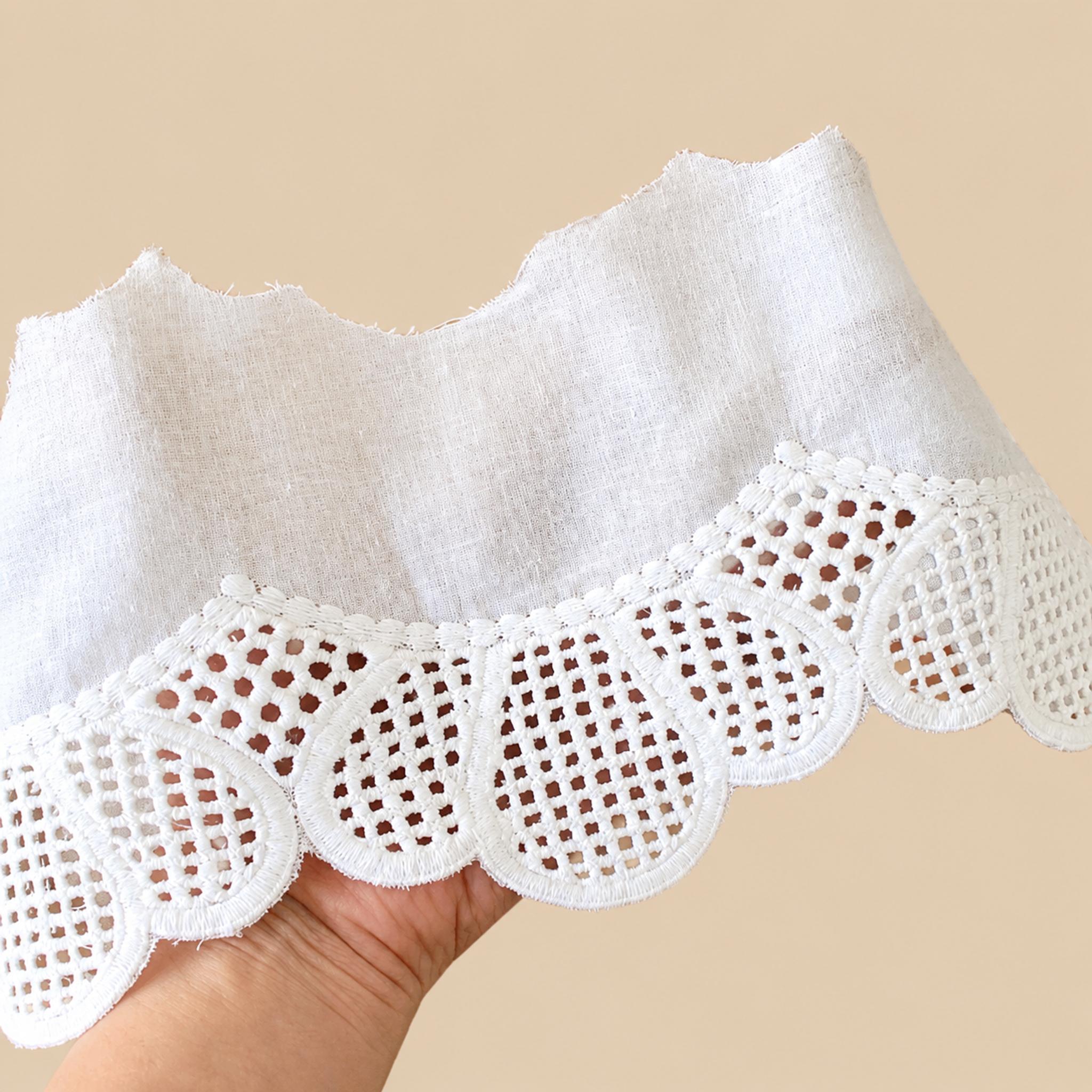 1 Meter Wide Cotton Eyelet Lace Trim for Dress Hems Width 11-13 cm EF0125