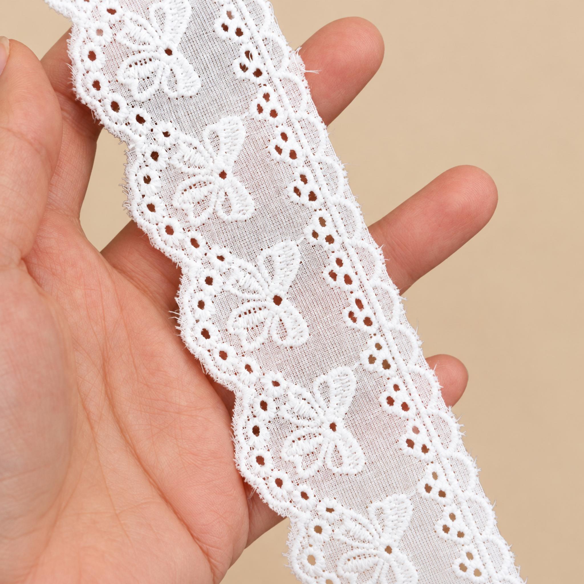 1 Meter White Ivory Cotton Lace Trim for Blouse Accents Width 4 cm EF0126