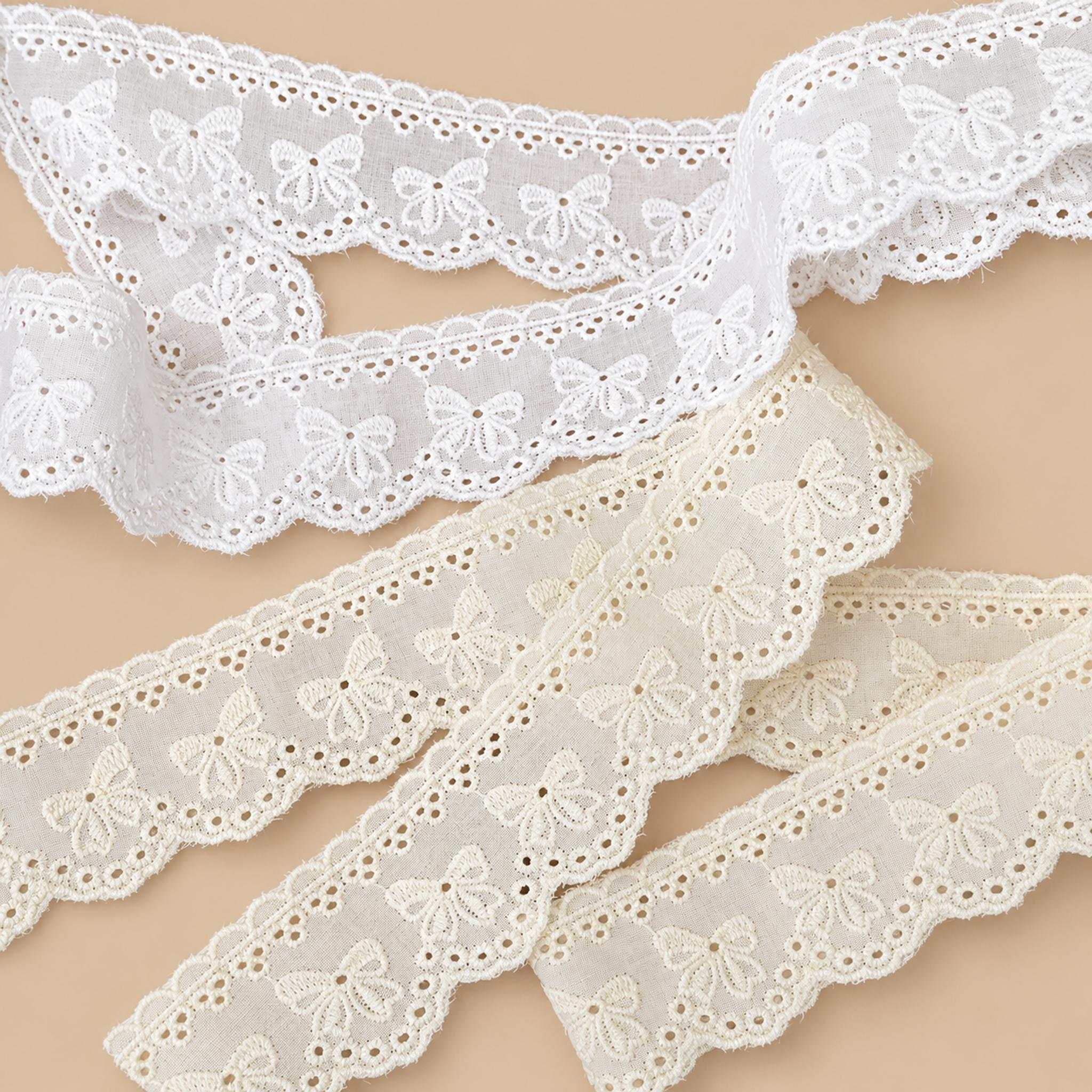 1 Meter White Ivory Cotton Lace Trim for Blouse Accents Width 4 cm EF0126