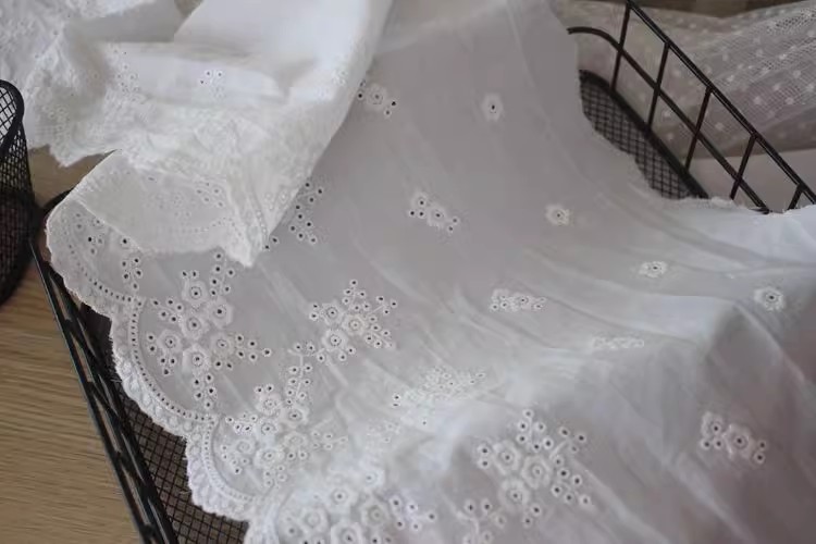 Embroidered Lace Eyelet Fabric Width 17-24 cm EF0050-Lace Fabric Shop