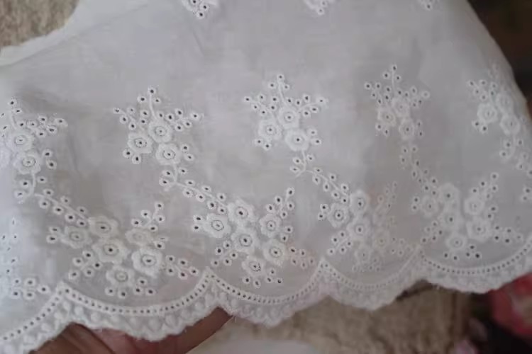 Embroidered Lace Eyelet Fabric Width 17-24 cm EF0050-Lace Fabric Shop