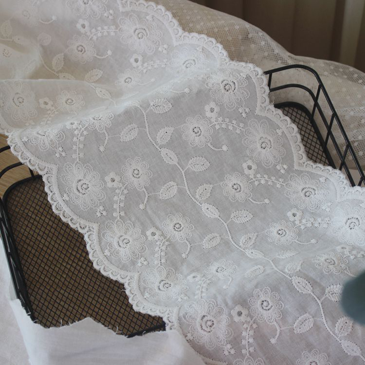Embroidered Lace Eyelet Fabric Width 17-24 cm EF0050-Lace Fabric Shop
