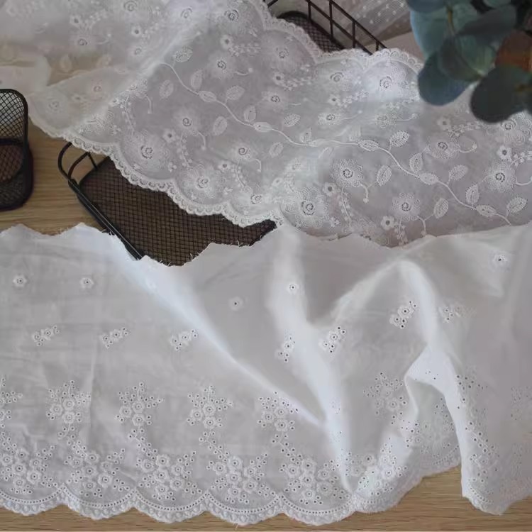 Embroidered Lace Eyelet Fabric Width 17-24 cm EF0050-Lace Fabric Shop