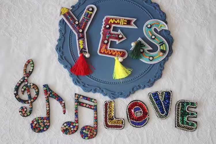 Embroidery Bead Letters Cloth Sticker EA0024